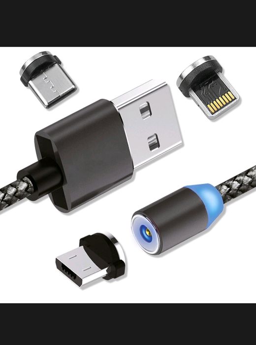 Kabel magnetyczny 3w1 USB - USB C ,Microusb,IPhone 1metr