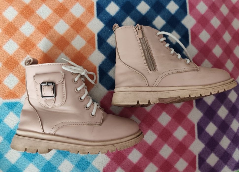 Botki z kieszonką, ocieplane dziewczęcze r. 30 kozaczki pudrowy róż