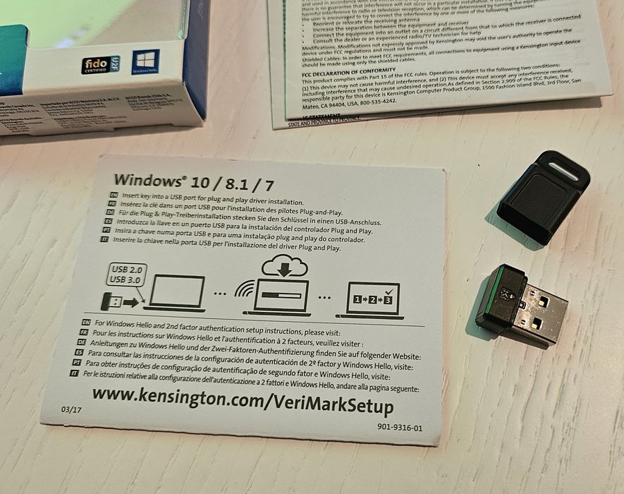Kensington VeriMark Leitor Impressão Digital USB