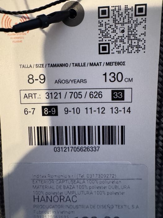 Nowa zimowa kurtka dziewczęca 8-9 lat 130 cm, ZARA pudrowy róż