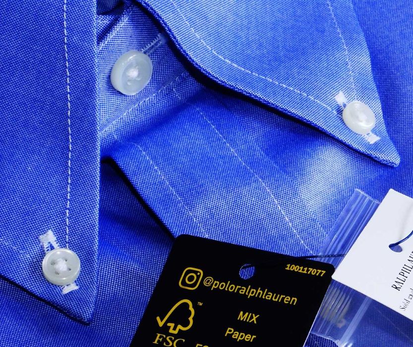 Koszula Polo Ralph Lauren L 42 Imperial semi-shiny stretch niebieska