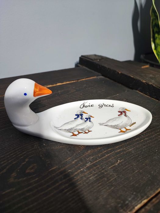 Porcelanowa paterka z gąskami sielskie wiejskie