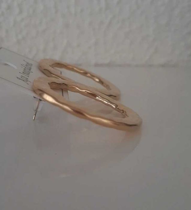 Colecção de 3 pares de brincos dourados em aço inoxidável - NOVOS