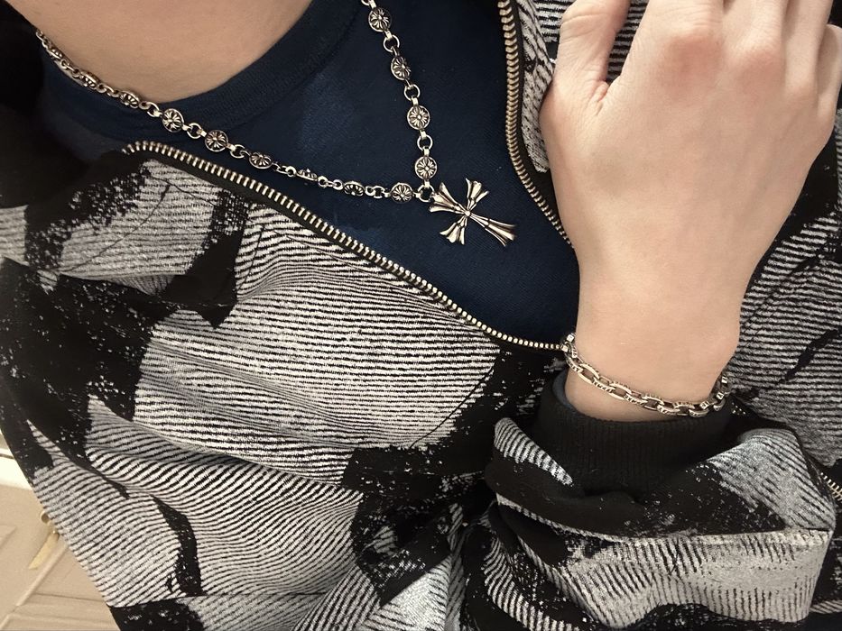 Підвіска Хрестик Chrome Hearts / Масивний ланцюжок Хром Хартс на шию / Срібний кулон с крестом y2k