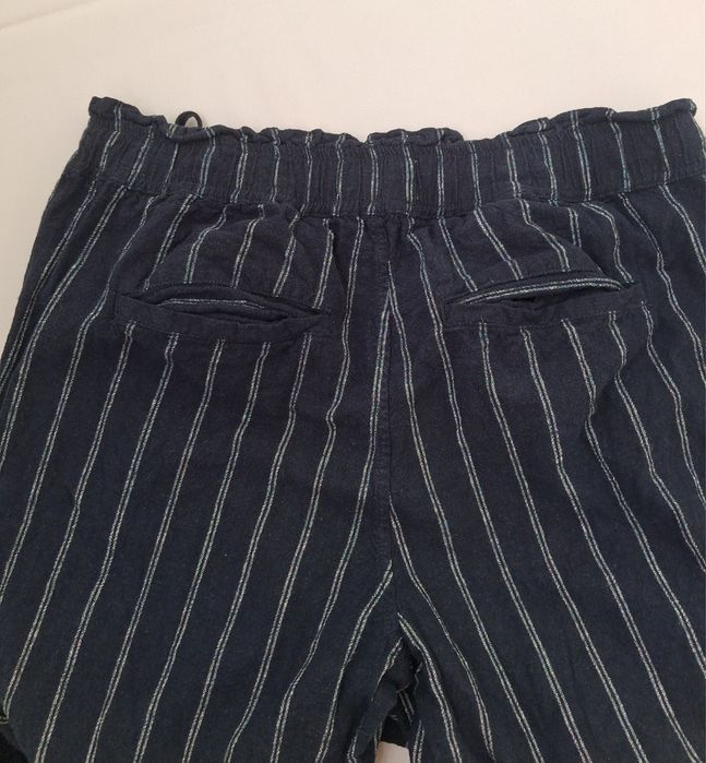 Spodnie lniane w paski z szerokimi nogawkami wide leg 42 xl fatface