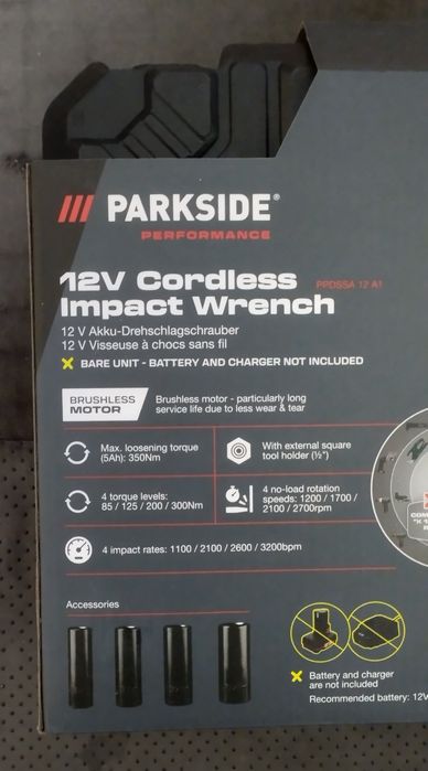 Pistola de impacto Parkside Performance a bateria 12v