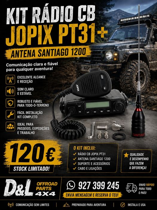 Kit Radio CB e antena super santiago