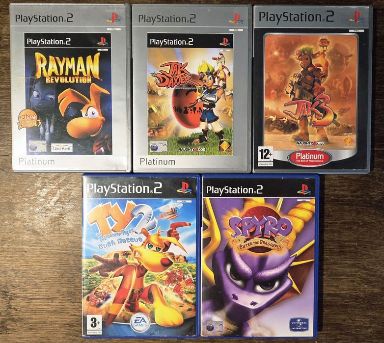 Zestaw 5 gier platformowych PS2 | Jak and Daxter, Spyro, Rayman