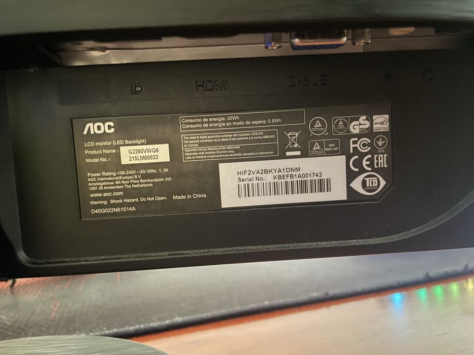 Monitor Gaming AOC 21.5" (1ms / Full HD / FreeSync) – Impecável