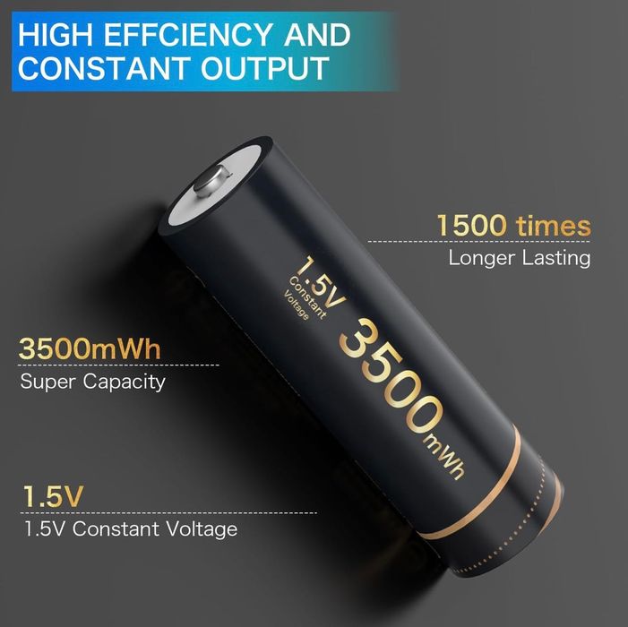 Akumulatory litowe Delyeepow AA 3500 mWh, zestaw 4 sztuk ładowarka LCD