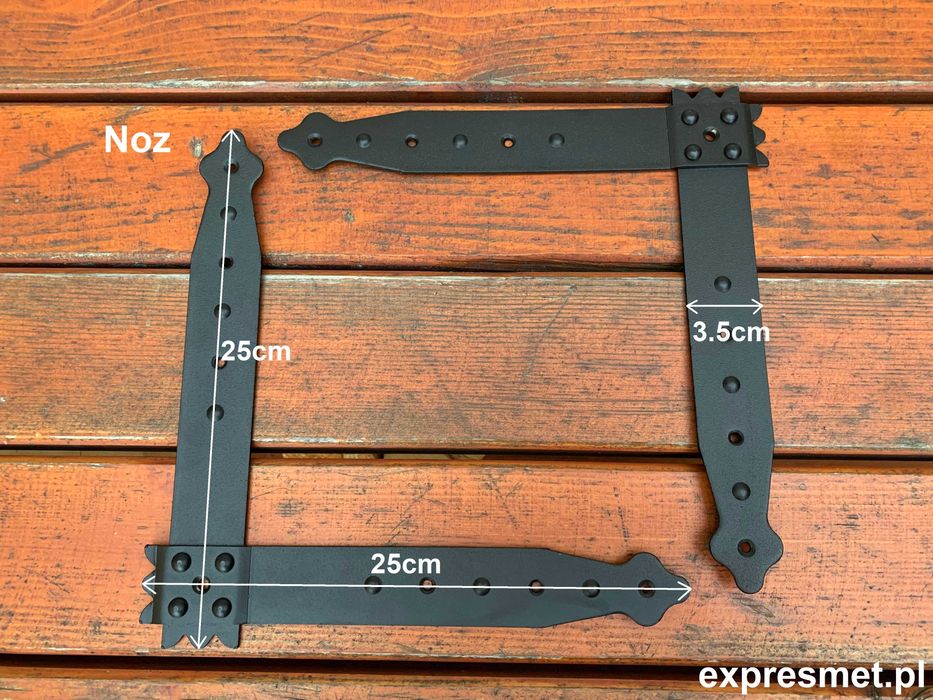 NAROŻNIK DRZWI BRAMY KUTY 400mm 300mm imitacja zawiasów komplet 3 elem