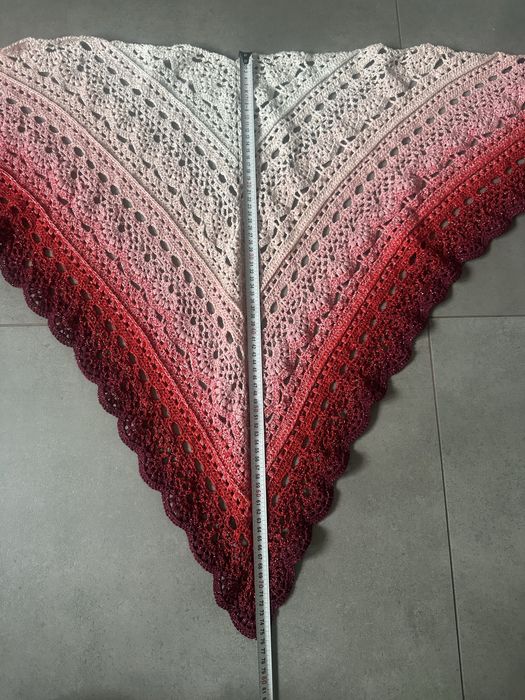 Duża Chusta szal szalik na szydelku 150 cm x 75 cm