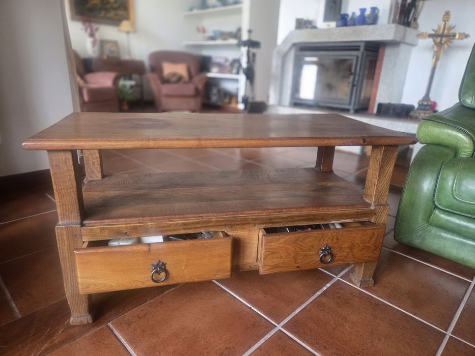 Rustic-style solid chestnut side table505155789940992002