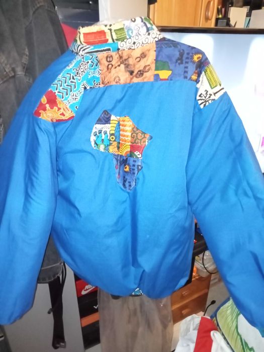 Casaco Bomber reversível pano e padrão africano tamanho S/M