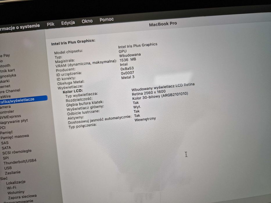 Macbook PRO 13 2020/ i5/ 16GB DDR4/ 512GB/ 644 cykle/ Grade A-/ FV23%