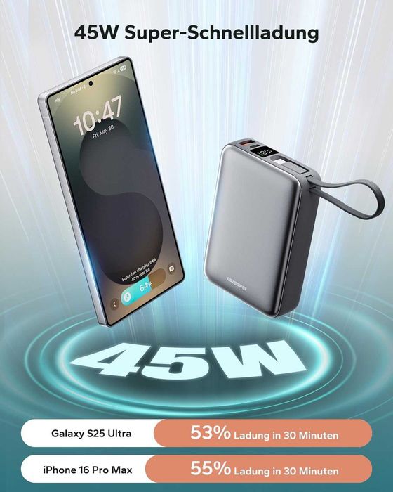 PowerBank 20000 mAh, 45 W, szybkie ładowanie do laptopa, Eazpower