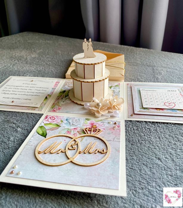 Ślubny Exploding Box prezent pamiątka kartka 3D