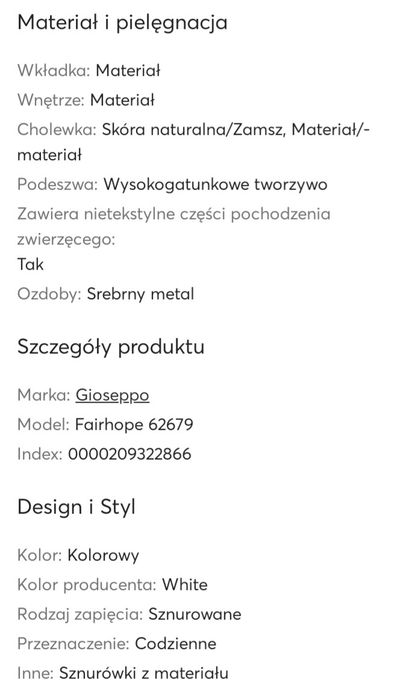 Markowe buty sneakersy Gioseppo r36 23,5cm wkładka