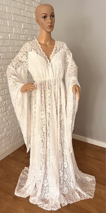 Sukienka do sesji ciążowej BOHO biała koronka M L