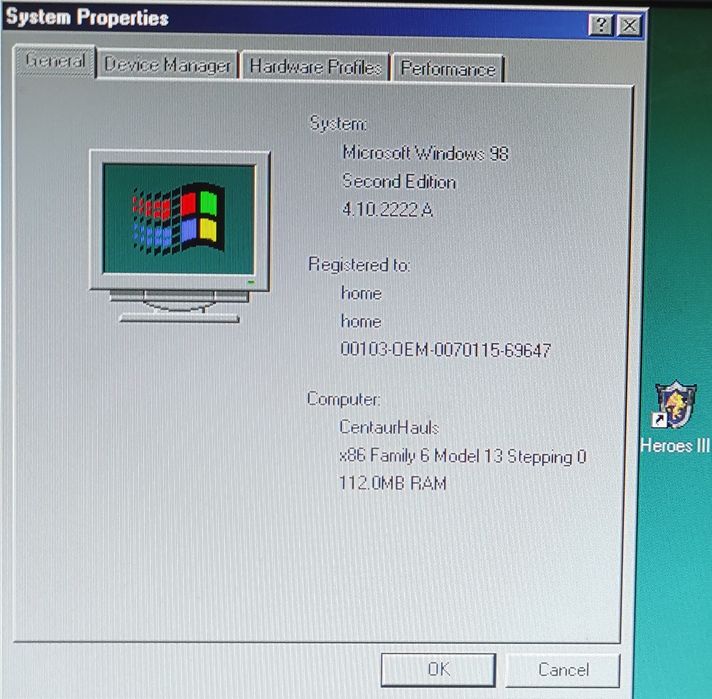 Terminal HP t5530 windows 98
