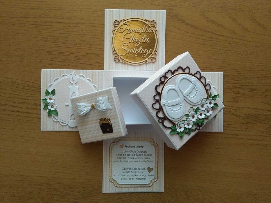 Kartka na Chrzest, chrzciny, exploding box, kartka eksplodująca