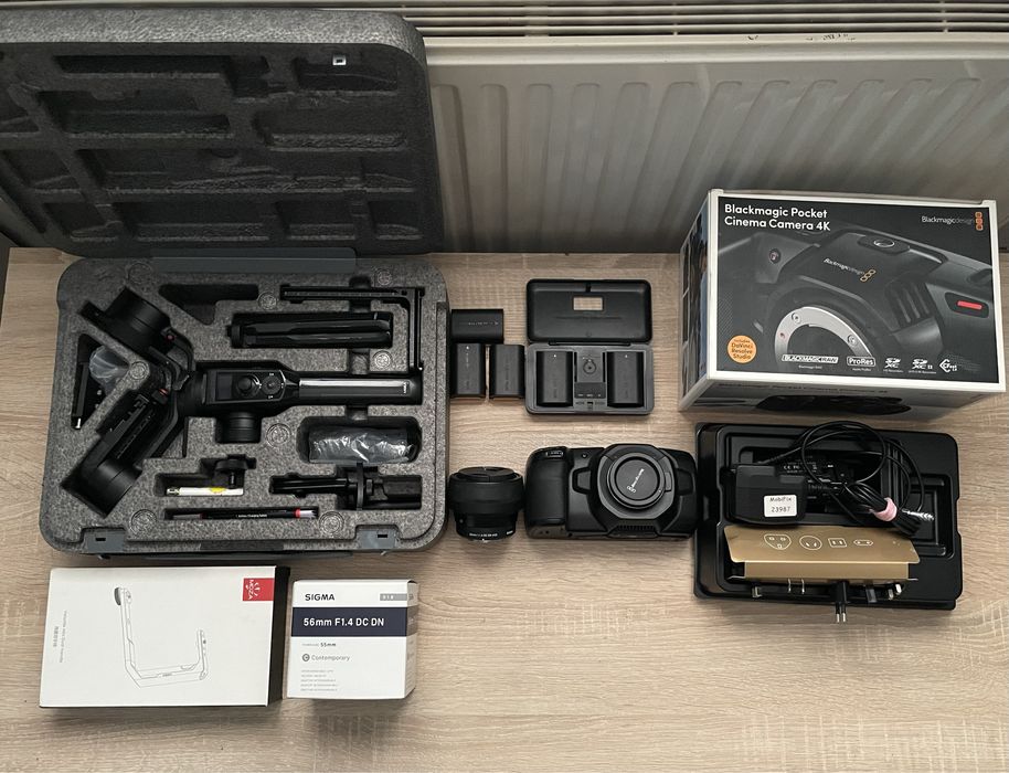 ZESTAW - Blackmagic pocket 4k / Sigma 58mm f1.4 + Akcesoria