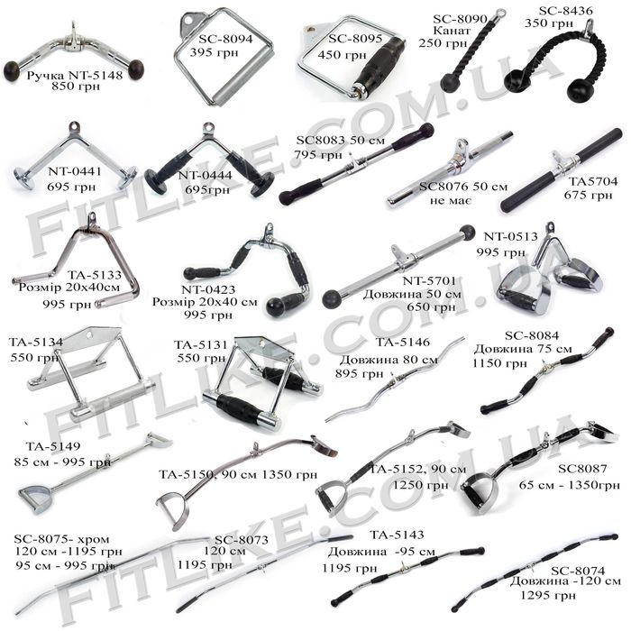 Ручки/рукоятки/гриф манжети для тяги на блочному тренажері Бубновского