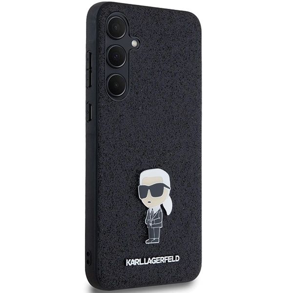 Etui Karl Lagerfeld Fixed Glitter Ikonik Logo Metal Pin na Samsung Galaxy A35 - czarne