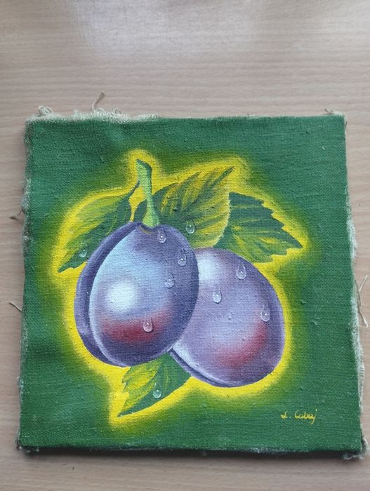 Zestaw czterech obrazków w farbie olejnej