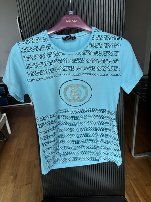 Gucci koszulka oryginalna turkusowa r.S