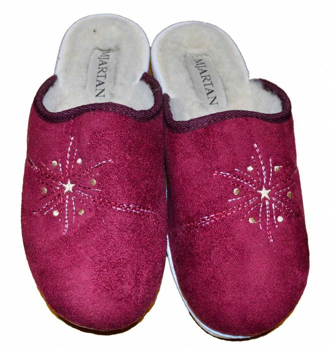 Pantofle damskie wygodne eleganckie ciepłe podeszwa PU rozm.40