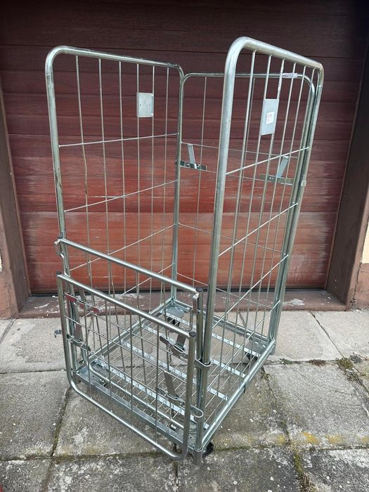 Wózek koszowy siatkowy kosz na kółkach, metalowy