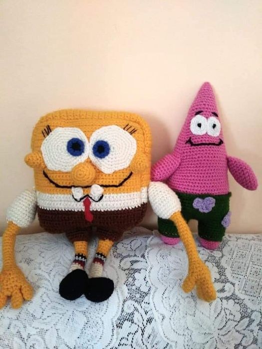 Spongebob przytulanka na szydelku