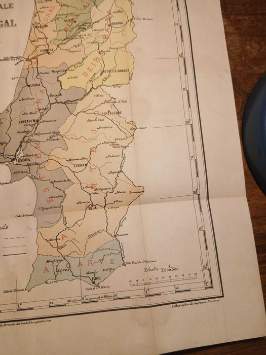 Mapa Portugal, Carte Regionale Du Portugal 1900
