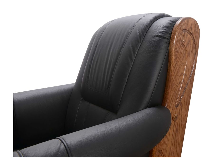 Fotel klasyczny "KOMFORT" skóra naturalna/dąb PRODUCENT