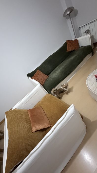 Conjunto de sala com sofá de 3 lugares e poltrona em linho e algodão Grace marca Sklum