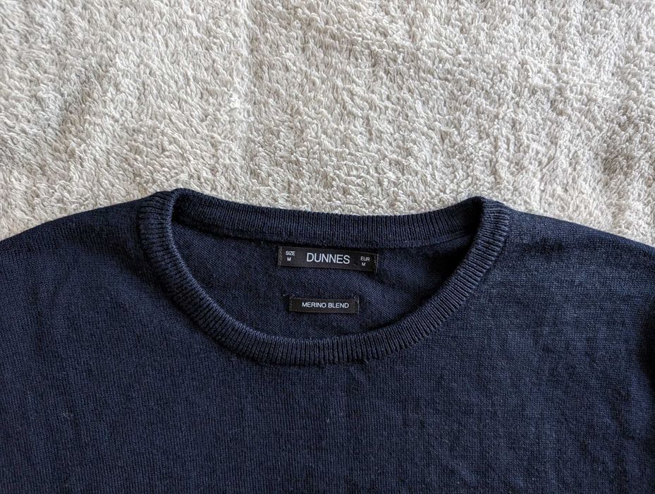 Elegancki granatowy wełniany sweter St. Bernard Dunnes M wełna merino