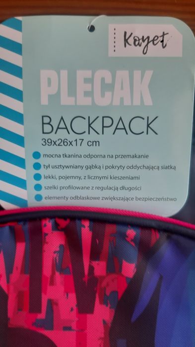 Plecak nowy dziewczęcy