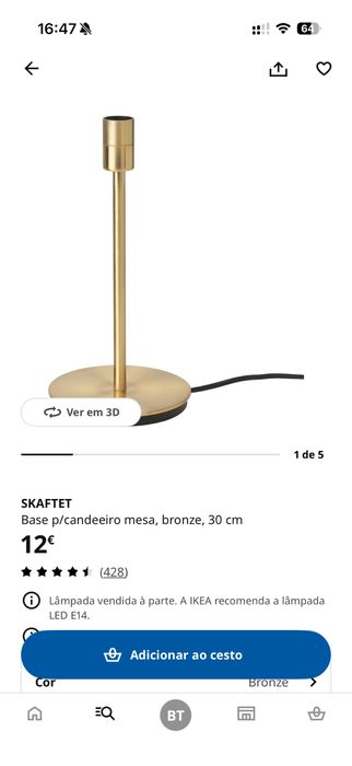 Bases de candeeiros de mesa dourados