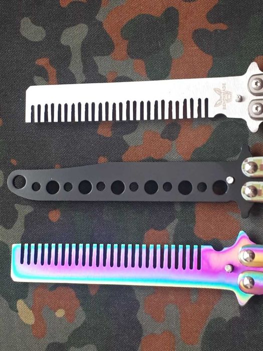 Ніж метелик гребінець Silver Benchmade,тренувальний балісонг Хакі 22см