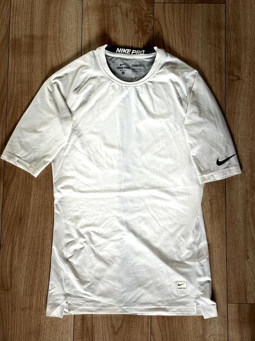 Nike Pro biała koszulka kompresyjna – męska, krótki rękaw