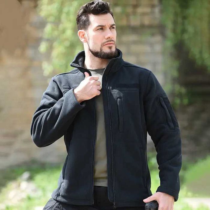 Розпродаж! Тактична флісова кофта куртка Han-Wild HW012 Black на хутрі