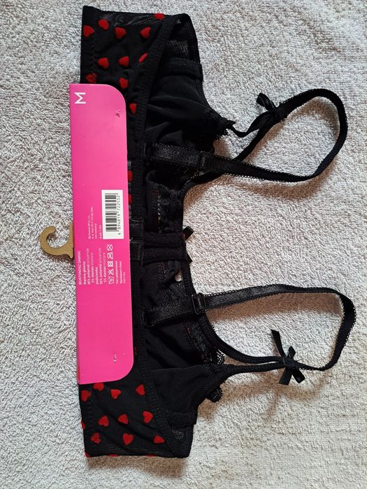 Biustonosz damski w serduszka, czarny rozm. M