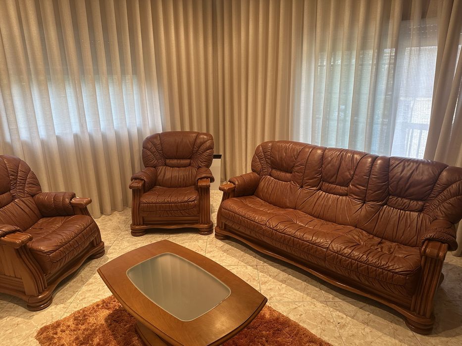 Sofas castanhos em pele