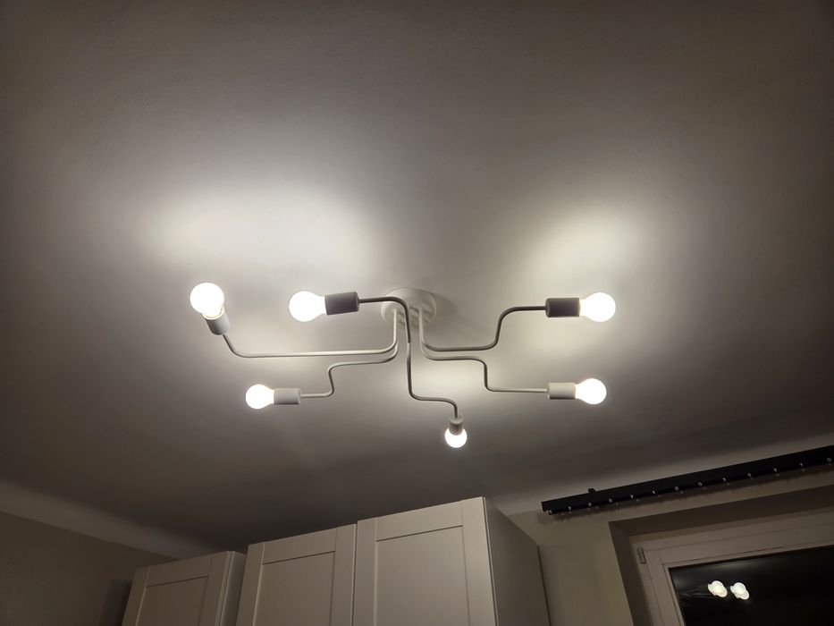 Biała lampa sufitowa, 6 x E27, pająk