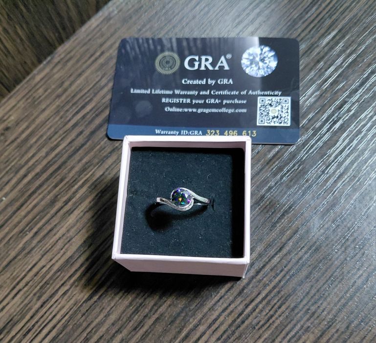 Каблучка срібна перстень з муасанітом