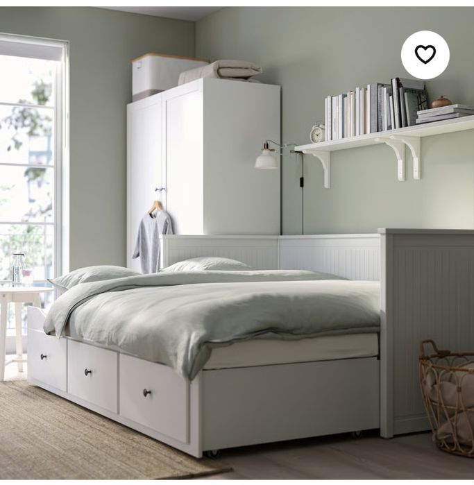 HEMNES Cama indiv/dupla c/3 gav, branco, 80x200 cm sem colchao