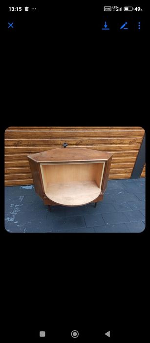 Narożna szafka-barek obrotowy PRL