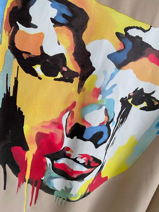 Miss city długa marynarka oversize z printem twarz art