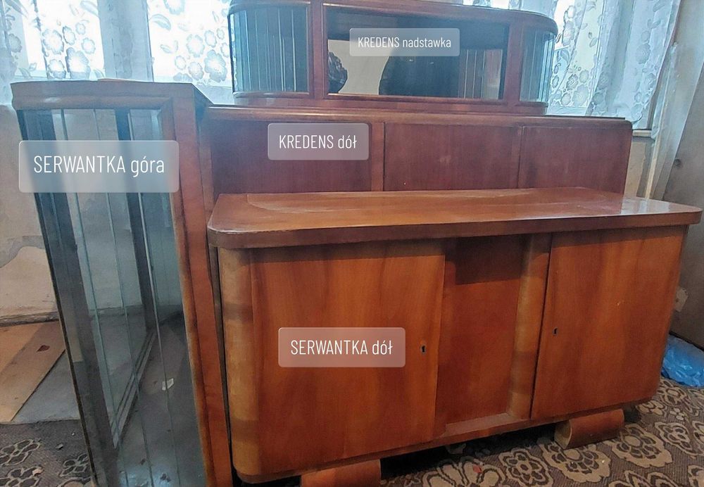 Meble serwantka z nadstawką lata 50/60 PRL